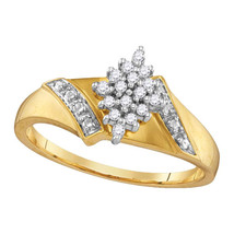 14kt Yellow Gold Womens Round Diamond Oval Cluster Ring 1/10 Cttw - £397.76 GBP