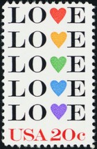 Love Issue One Pack of Ten 20 Cent Postage Stamps Scott 2072 - £5.57 GBP