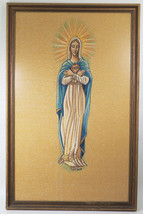Vintage Immaculate Heart of Mary Large Framed Artwork Print signed by Dino - £217.57 GBP