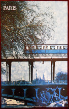 Original Poster France Paris Cityscape Montmartre Train Bridge Sacred Heart - $73.78