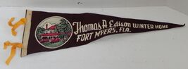 Vintage 1970's Thomas Edison’s Winter Home Florida Pennant Flag Ft Myers - $69.25