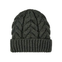 Time And Tru Women&#39;s Solid Cable Knit Beanie Hat Olive Dusk New - $15.47