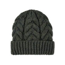 Time And Tru Women&#39;s Solid Cable Knit Beanie Hat Olive Dusk New - £12.25 GBP