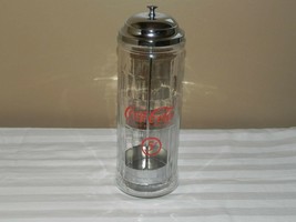 Vintage Coca-Cola Glass Straw Holder With Chrome Top 1992 - $27.72