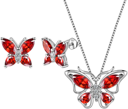 Butterfly Jewelry,Women 925 Sterling Silver Butterflies Birthstone Pendant Neckl - £45.59 GBP