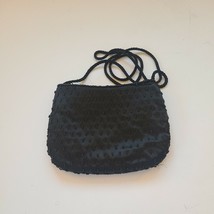 Black beaded hand made evening bag purse - £11.25 GBP