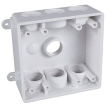 BELL PDB77550WH 2-Gang Weatherproof Box Seven 1/2 in. or 3/4 in. Threaded - $25.27