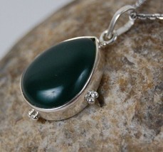 925 Sterling Silver Green Onyx Gemstone Handmade Pendant Necklace Women PSV-1576 - £28.85 GBP+