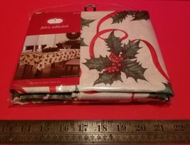 Home Holiday Fabric Tablecloth 60 x 84 Christmas Poinsettia Flower Table Cloth - £11.44 GBP
