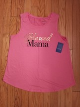 Apt 9 Brand Tank Pink Stretch Knit Top Shirt  Size Medium Blessed Mama Graphics - £10.89 GBP
