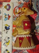 VTG Handmade Fabric Circus Elephant w/ Jingle Bell Christmas Decoration Germany - £36.68 GBP