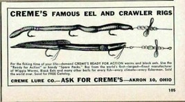 1958 Print Ad Creme&#39;s Famous Eel &amp; Crawler Fishing Lure Rigs Akron,OH - $8.72