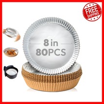 80-Piece Round Air Fryer Liners - 8&quot; Oil-Proof &amp; Multi-Purpose Kitchen A... - $26.18