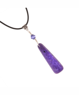Purple Charoite Necklace Leather Cord Reiki Healing Crystal Attachments ... - $43.40 CAD