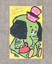 Ephemera Vintage Buzza Cardozo Valentines Card Green Elephant Wearing Hat Heart - £6.32 GBP