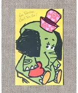 Ephemera Vintage Buzza Cardozo Valentines Card Green Elephant Wearing Ha... - £6.19 GBP