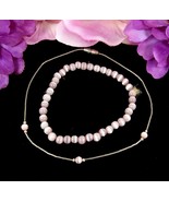 2 PINK MOONGLOW Art GLASS BEADS Vintage BRACELETS Set Anklet Ankle Silve... - €15,36 EUR