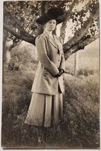 RPPC Beautiful Women Marie Large Hat Posing by Tree c1910 Photo Postcard H27 - £15.62 GBP