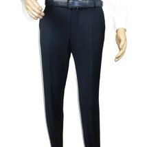 Men's MONO Turkey Slacks 100% Wool Plain Front Slim Fit 2502-02 Navy Blue image 2