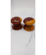 Vintage Mushroom Wood Salt And Pepper Shakers Mo - £8.21 GBP