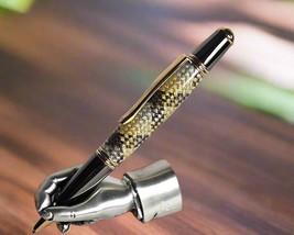 Gold, Silver, and Brown Metallic Braided Carbon Fiber Sleeve Pen Cast in... - $44.99