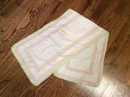 39.5&quot; Cotton Embellished Table Runner, Scarf - Green &amp; Peach (Possibly H... - $95.18 MXN