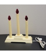 Vintage 3 Light Window Candle Electric Plastic Drip Candelabra Red Bulbs - €13,10 EUR