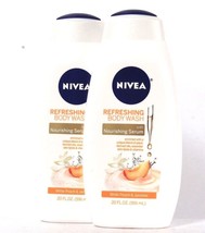 2 Count Nivea 20 Oz Refreshing Nourish Serum White Peach &amp; Jasmine Body ... - £21.86 GBP