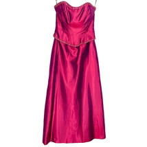 Pinky &amp; Me Strapless Gown Satin Bridesmaid Mother of Bride Beaded Pink Size 4 - £30.17 GBP