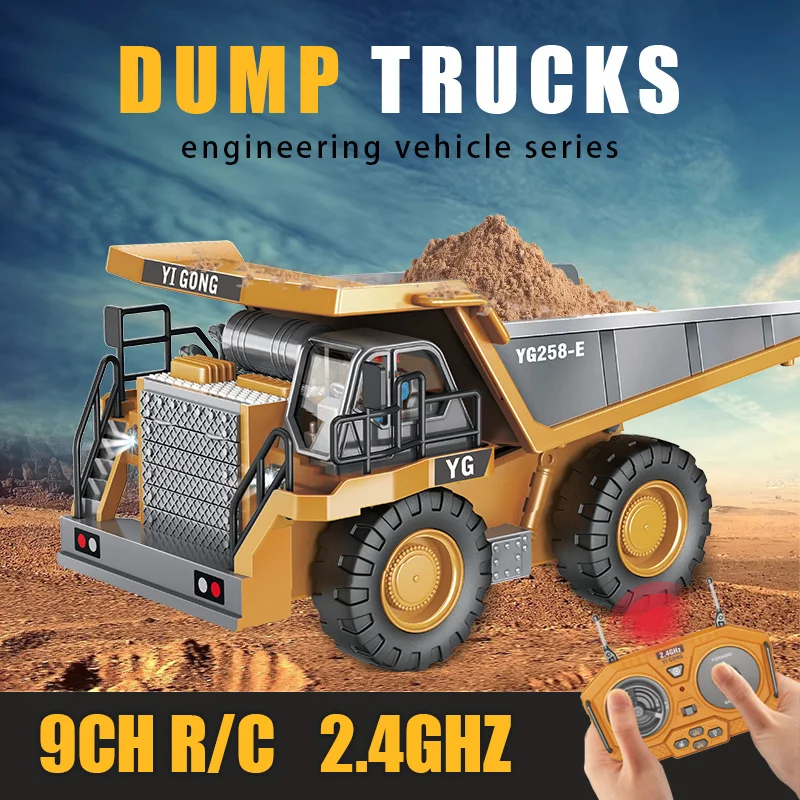 1:24 9CH RC Alloy Dump Truck Car Engineering Vehicle Forklift Heavy Excavat - £23.67 GBP+