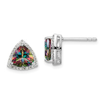 Silver  Trillion Mystic Fire/White Topaz Earrings QE14272 - $126.19