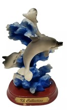 Dolphins porpoise Statue riding the Ocean wave underwater sealife Nautical 5.5&quot; - £11.20 GBP