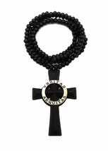 [Icemond] Veritas Aequitas Cross Pendant Beaded Wooden Necklace - $399.63 MXN