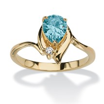 Womens 18K Gold Plated Pear Shaped Blue Zircon Ring Size 5,6,7,8,9,10 - £63.94 GBP