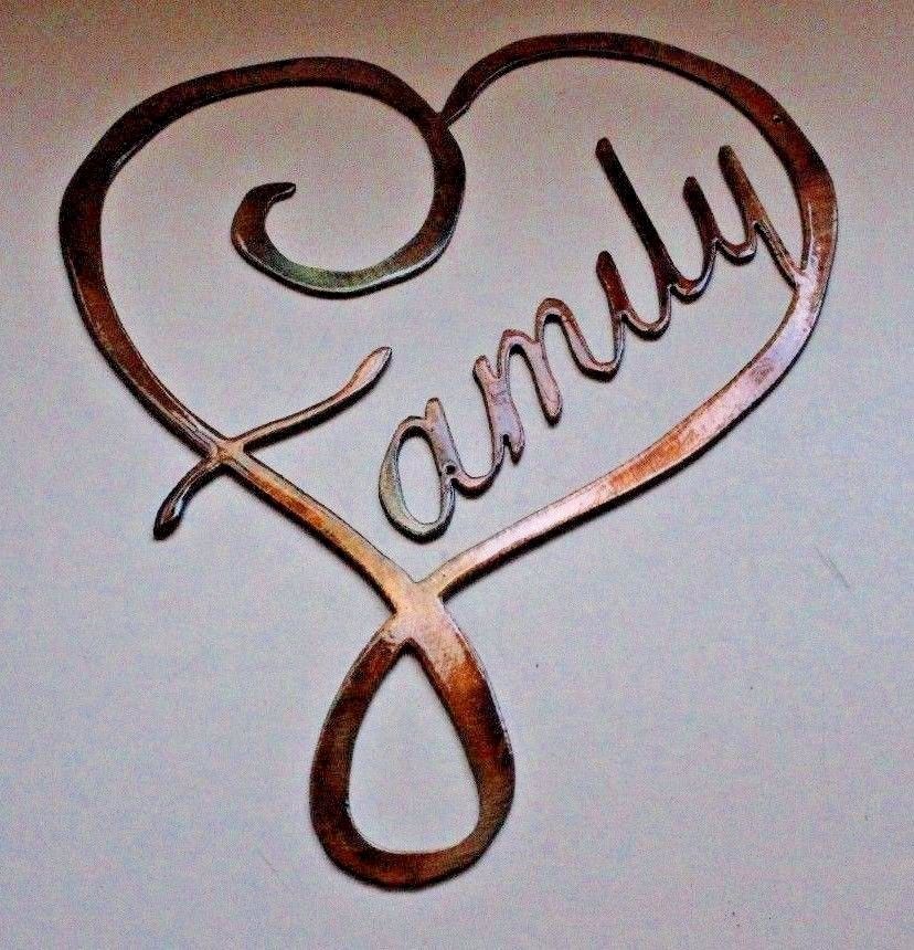 Primary image for Family Heart Metal Wall Art Decor 12" x 10 1/4" copper/bronze