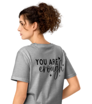 Unisex Organic Mid-Light T-Shirt - Enough Back Print Heather Grey - $49.99