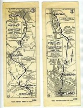 Portland Oregon Vancouver British Columbia Map Strips 1 &amp; 3 Auto Club  - $49.45