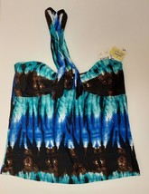 NEW Island Escape Tankini Bandini Bathing Suit Top Tie Dye Look Halter Multi 8 - $28.85