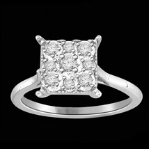 0.75CT Taglio Rotondo Moissanite Quadrato Grappolo Anello 14K Oro Bianco Argento - $84.18