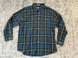 VINTAGE Orvis Button Up Shirt Men XXL Plaid Greed Blue Casual Long Sleev... - $29.69