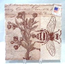 Botanical &amp; Bee Decorative Artisan Tile (#1800) - $41.07 CAD