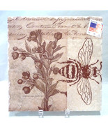 Botanical &amp; Bee Decorative Artisan Tile (#1800) - $570.20 MXN