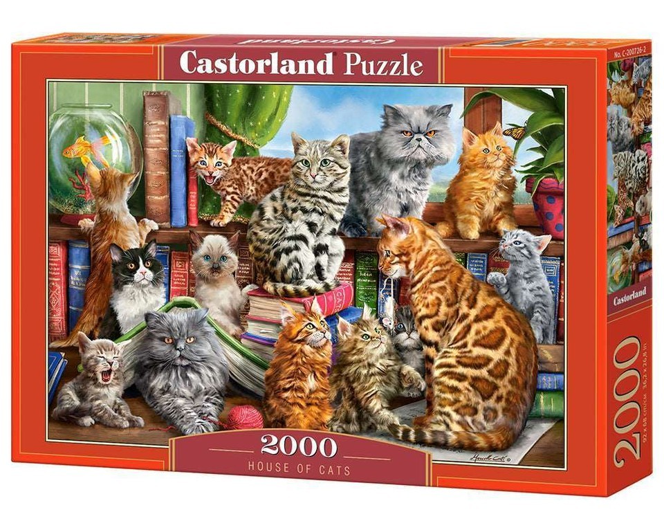 2000 Piece Jigsaw Puzzle, House of Cats, Happy Cats, Pets, Animals, Cats... - $62.56