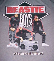 $25 Beastie Boys Vintage 80s Solid Gold Hits Gray Boombox Radio Ringer T... - £73.46 GBP