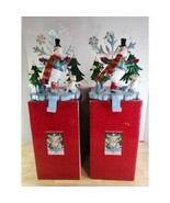 SET OF 2 VTG Christmas Stocking Hangers SKATING Snowman WITH RABBIT 2003 - $41.13 CAD