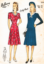 Misses&#39; &quot;Smart In Style&quot; DRESS Vintage 1941 DuBarry Pattern 5219 Size 18 - $20.00