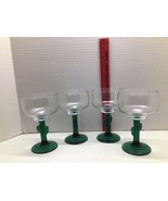 12 oz Southwest Cactus Margarita Glasses Green Stem 6&quot; Set of 4 Barware - $17.82