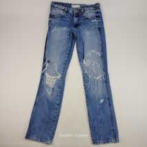 Zara TRF Distress Jeans Women Size 4 Blue Denim - $17.09