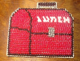 Fridge Red Lunch Box Beaded Handmade Glass Beads Finished Mill Hill School - £22.25 GBP