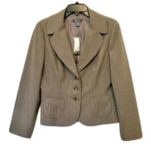 Ann Taylor Womens Size 10 Taupe Tweed 3 Button Lined Long Sleeve Blazer ... - £70.36 GBP